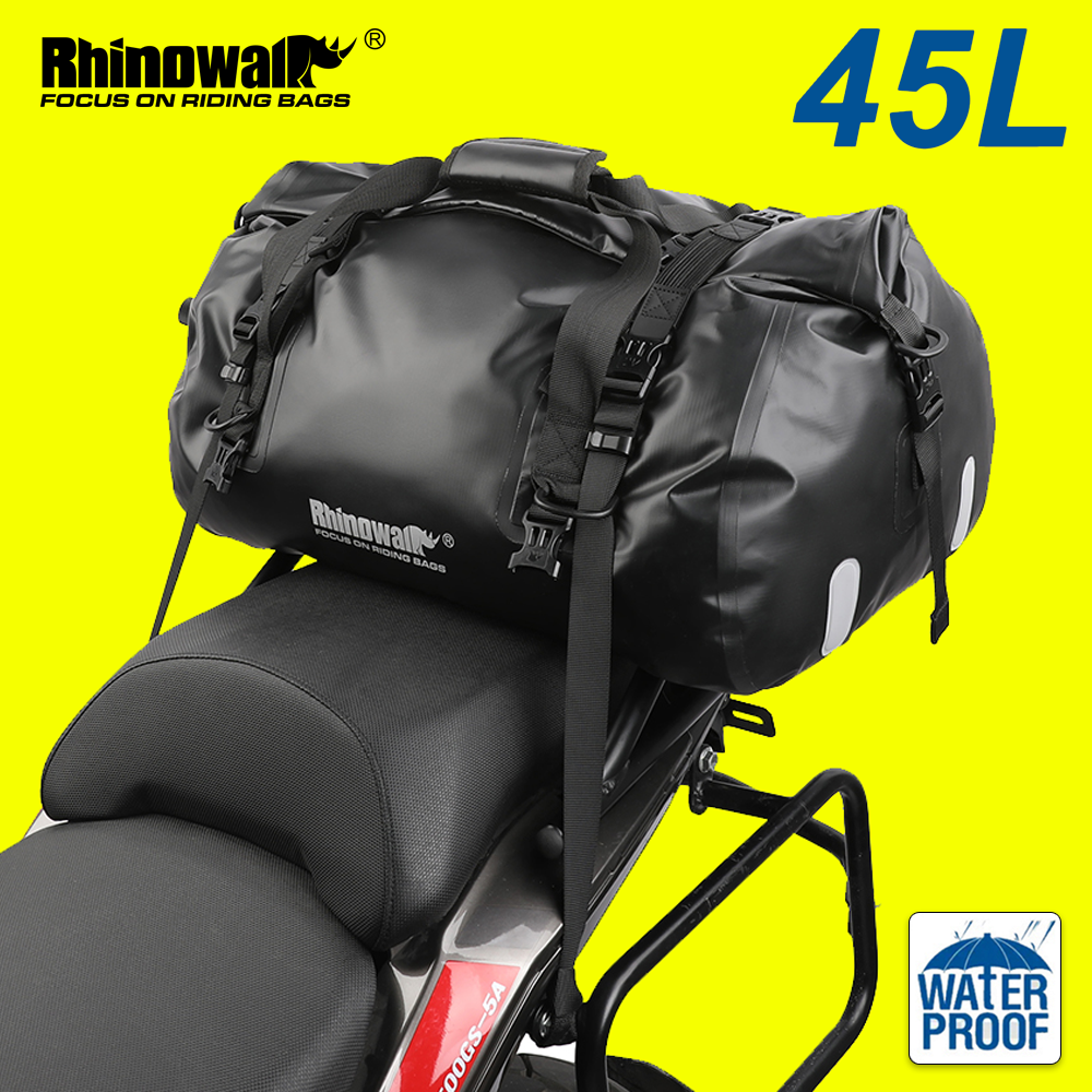 Rhinowalk sac arrière de moto étanche 45L grande capacité selle voyage sac à bandoulière sec moto bagages sac de siège de moteur