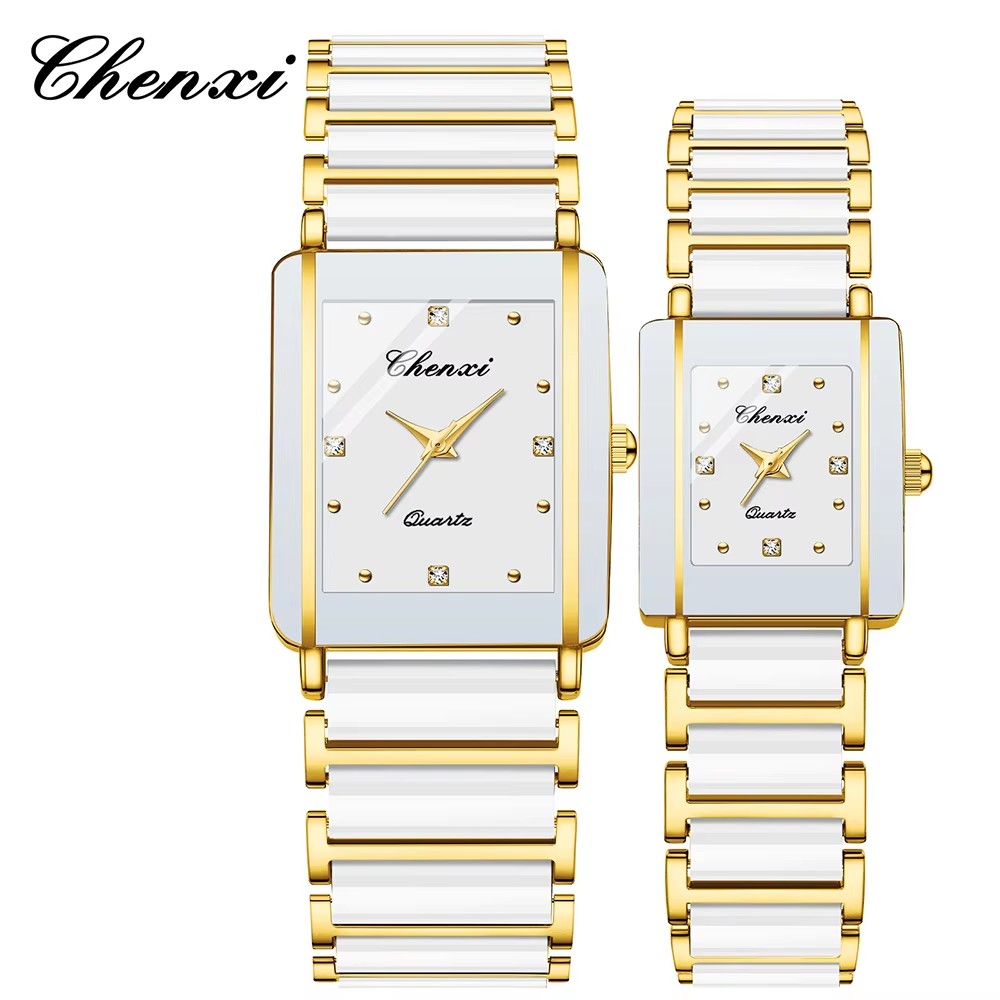 CHENXI 104A marque hommes montre à Quartz élégant cadran carré reloj bracelet en céramique étanche Simple montre dame mode Couple montres