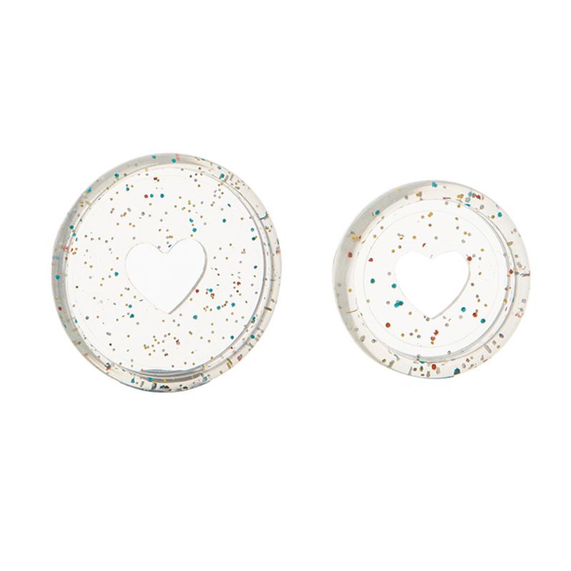 Anillos de carpeta de corazón de lentejuelas brillantes, Agujero De Seta, encuadernación de cuaderno de hojas sueltas, aro de hebilla de disco de plástico, 20 piezas