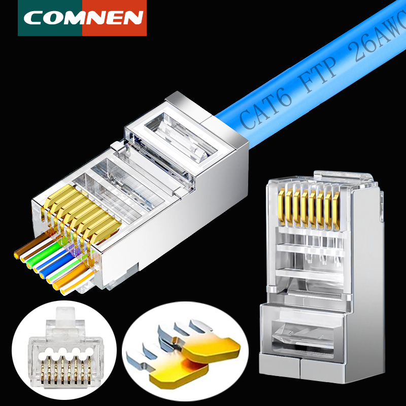COMNEN – connecteurs modulaires RJ45 Cat5/6/6A, prise modulaire EZ à sertir pour câble réseau UTP solide ou toronné