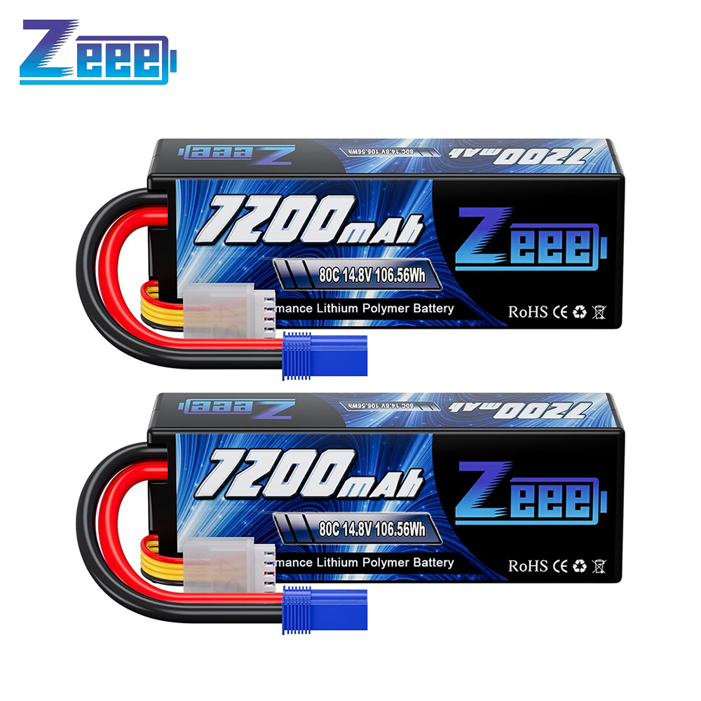Zeee Lipo sarung keras Baterai 4S 7200mAh 14.8V 80C dengan colokan EC5 untuk mobil RC pesawat RC perahu helikopter balap bagian Model hobi RC