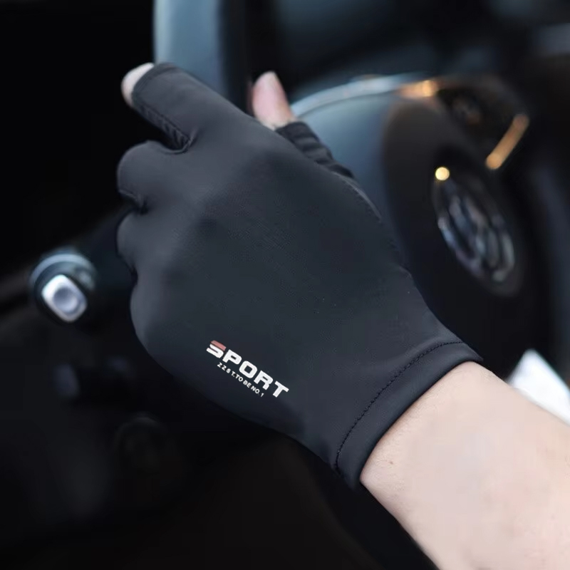 Guantes de ciclismo Halffinger de seda de hielo para hombres y mujeres, deportes al aire libre, fitness, conducción, pesca, alta elástica, cómoda