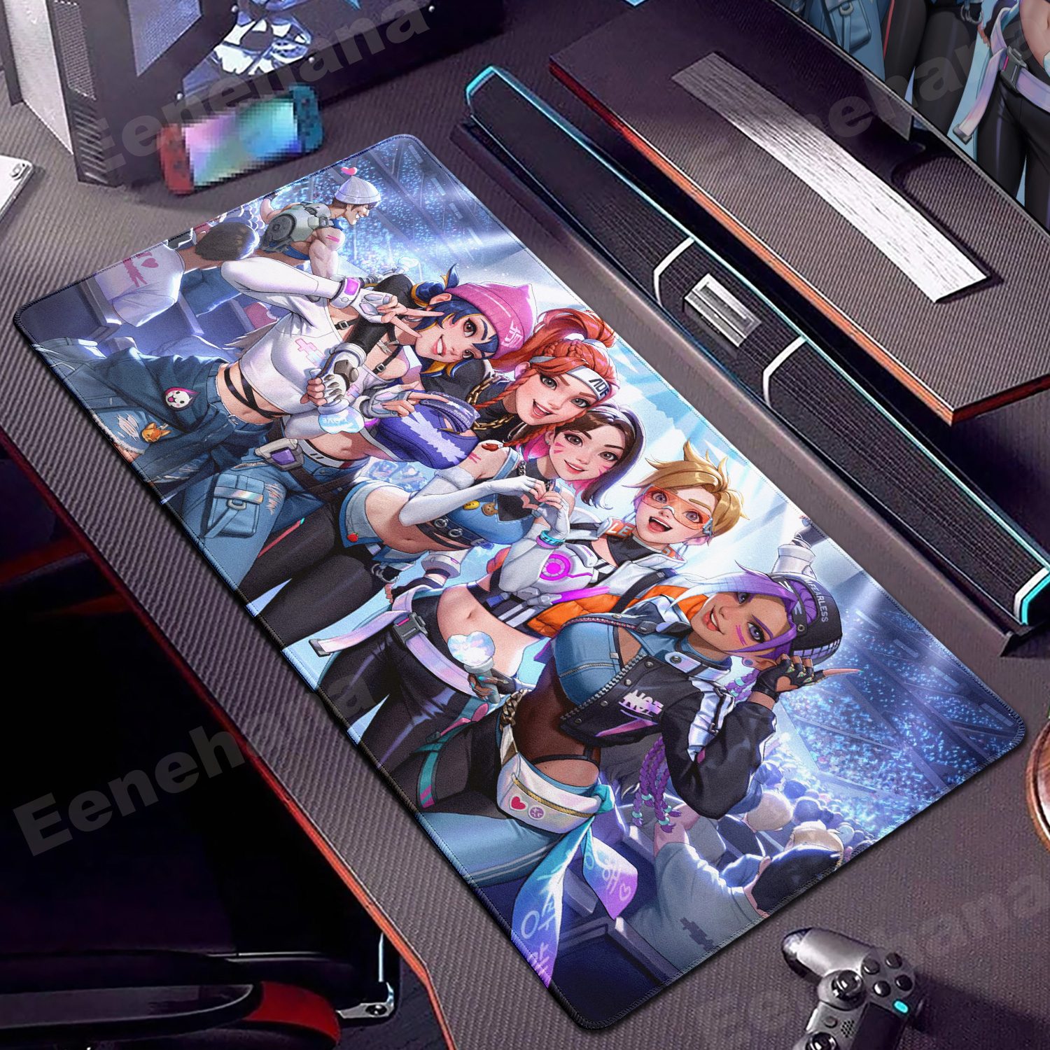 Overwatch-Tapis de souris Kawaii HD pour PC Gamer, accessoires de jeu pour ordinateur portable, clavier rose mignon, sous-extension, polymère de bureau