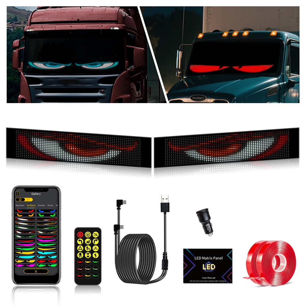 ZSQHET Panneau LED pour voiture Camion Affichage défilant publicitaire Télécommande Lumière Texte personnalisé Animation de motif Affichage programmable pour camion