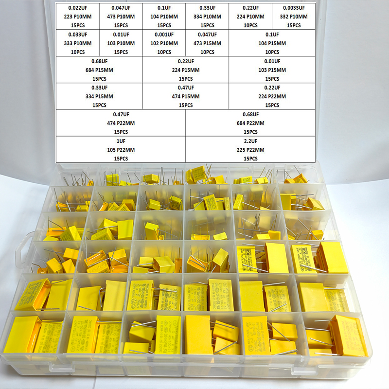 Kit assressentide puzzles de sécurité X2, 21 valeurs, 275ylique, 315 K-102K, 1NF ~ 225 UF, 2.2, 223, 104, 105, 225, 474, 684, 102, 103, 473, 334, boîte, 333 pièces