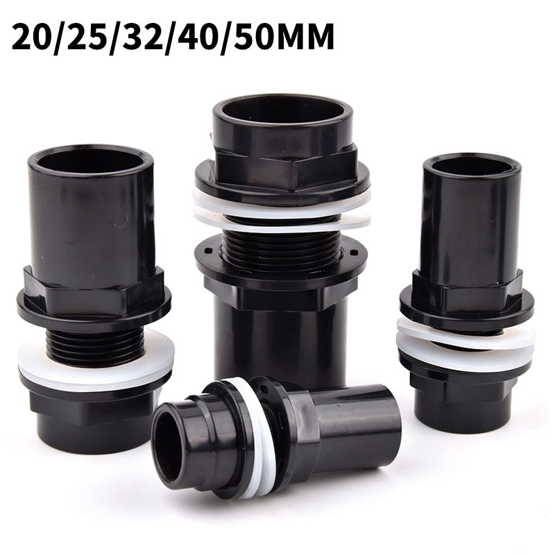1Pc 20~50mm Black PVC Pipe Connector Aquarium Fish Tank Drain Inlet Outlet Joint Garden Irrigation Water Supply Pipe Fittings
