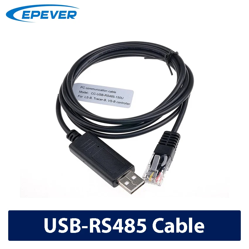 EPEVER Cable de comunicación de PC USB a RS485 1,5 M para controlador de carga solar MPPT con conector RJ45 CC-USB-RS485-150U