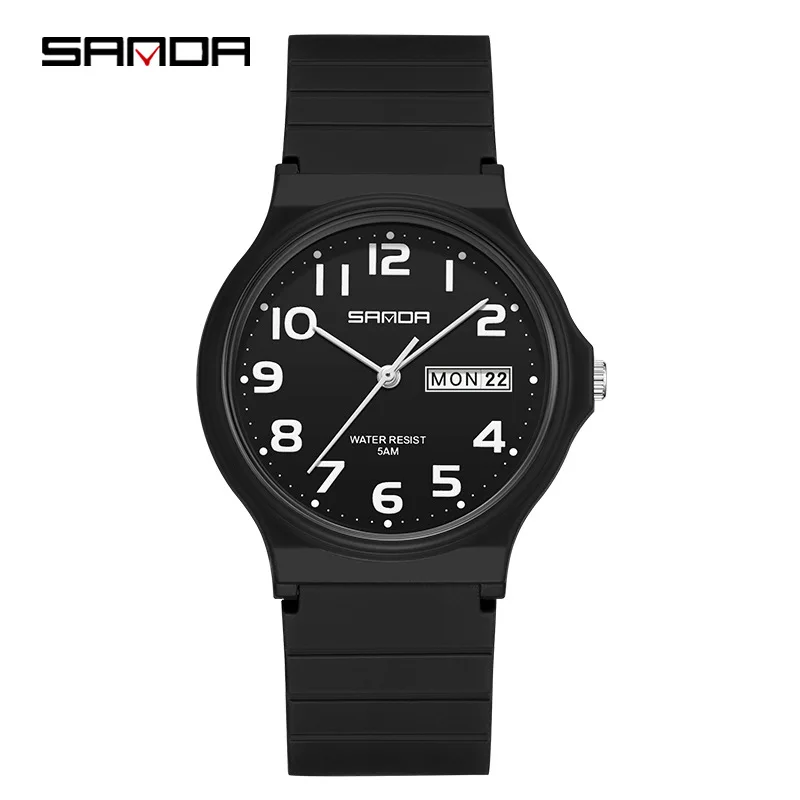 SANDA 9072 movimiento de cuarzo resistente deportes al aire libre reloj de pulsera analógico relojes para estudiantes nuevo diseño correa de TPU suave agua