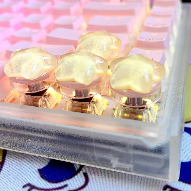 Capuchons de touches étoile translucides, 4 pièces, cadeau personnalisé pour belle fille, pour clavier mécanique, jeu, accessoires de bureau
