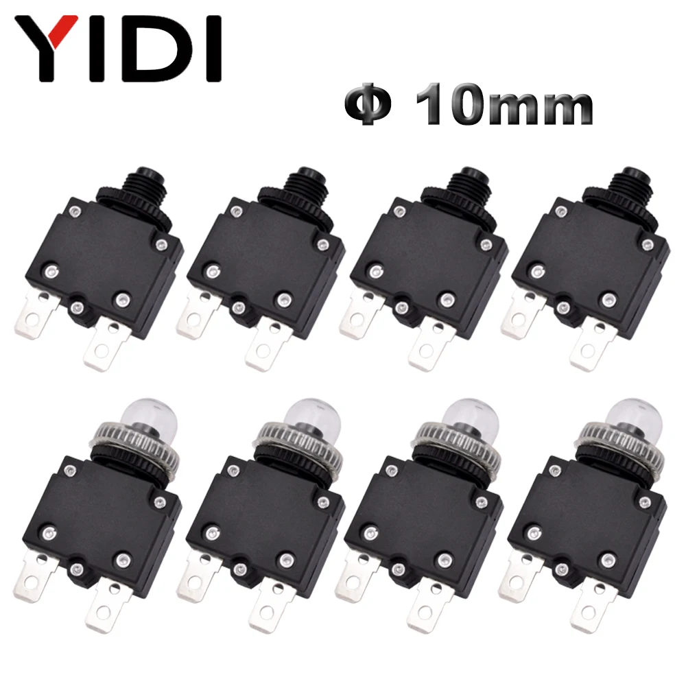 5 uds MR1 disyuntor 3A 4A 5A 6A 8A 10A 15A 20A Protector de sobrecarga de corriente térmica interruptor de botón con tapa impermeable