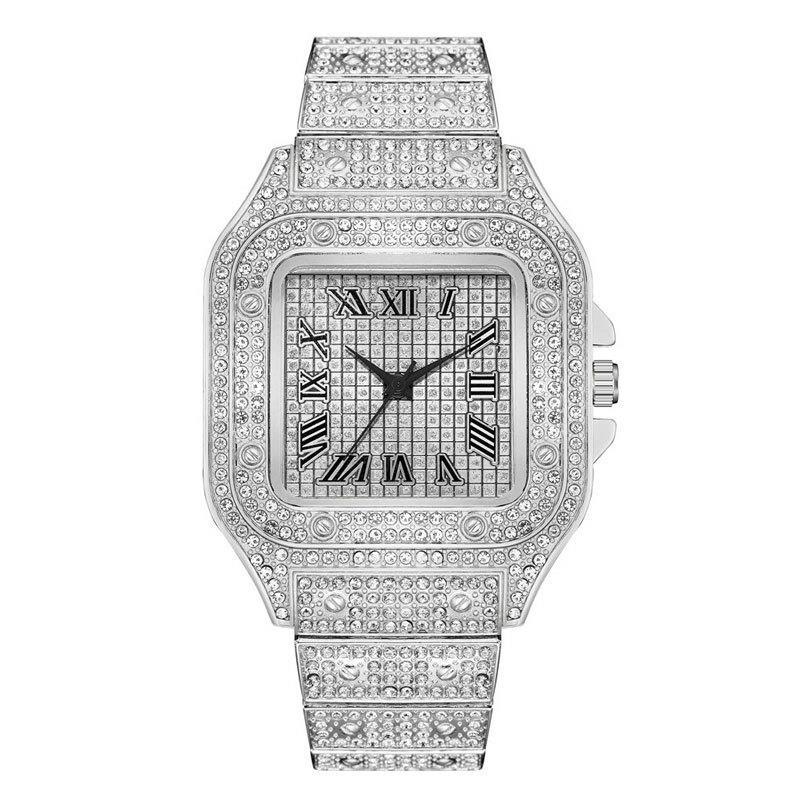 Luxo diamante masculino feminino relógios de ouro senhoras relógio de pulso luxo strass unisex pulseira relógios feminino 2024 novo