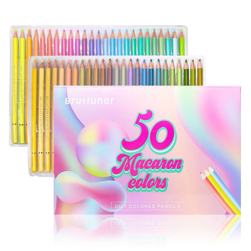 Brutfuner Macaron 50 couleurs crayon de couleur professionnel Pastel coloriage dessin crayons bonbons couleur crayons pour Art Kit fournitures