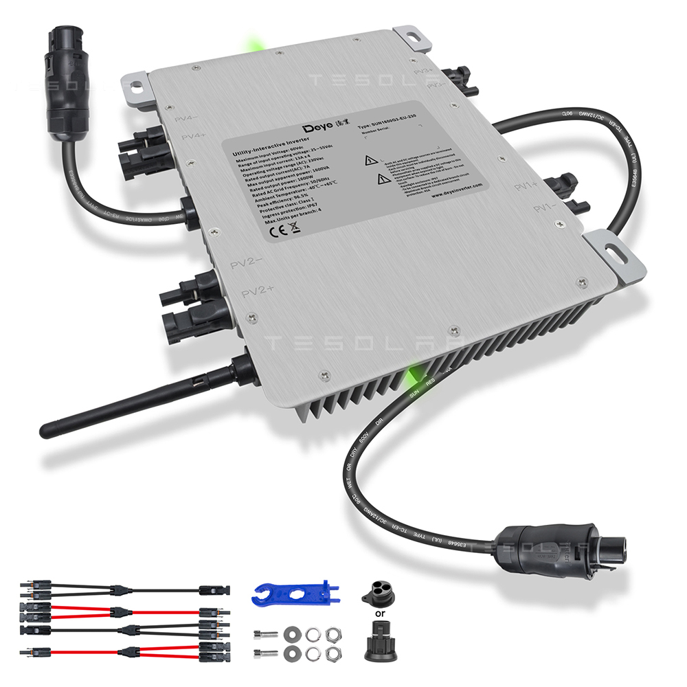 Deye-Micro-onduleur solaire intelligent, 1600W, 4 MPPT, WiFi intégré, certification INMETRO VDE IEC, pour réseau 230V, 60 ~ 72 cellules