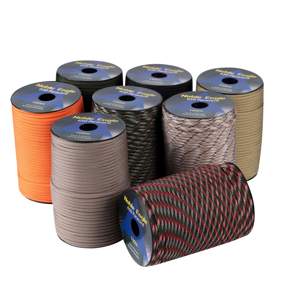 Paracord militare a 9 fili da 4 mm 650 LB Cavo per paracadute tattico di sopravvivenza all'aperto 50 m/100 m per corda da tessitura da campeggio