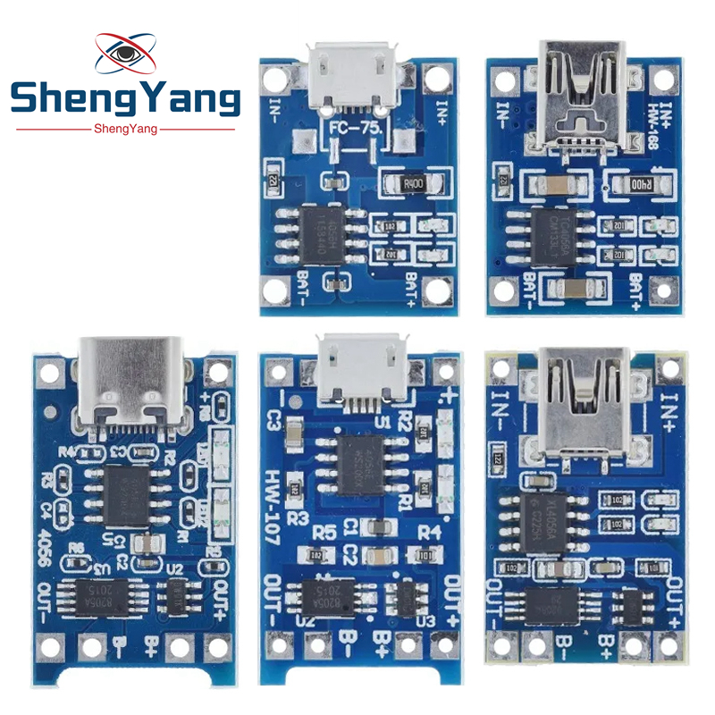 TZT-Módulo de carga de batería de litio, 5 piezas, Micro USB, 5V, 1A, 18650, TP4056, con protección, funciones duales, 1A, Li-ion