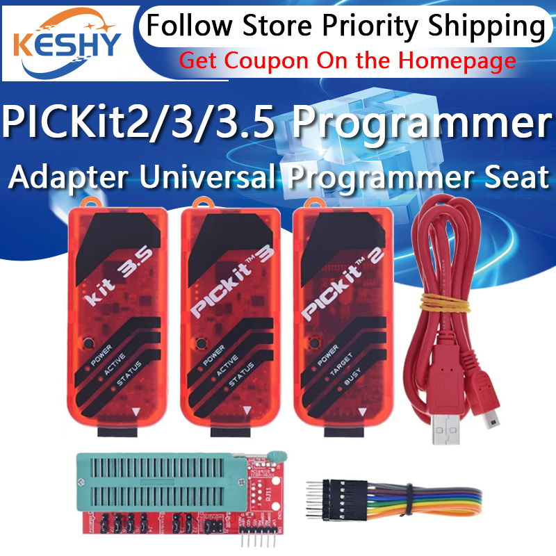 Programador PICKit2 PICKIT3 PICKit3.5 + PIC ICD2 PICKit 2 PICKIT 3 PICKIT 3,5 Adaptador de programación Asiento de programador universal