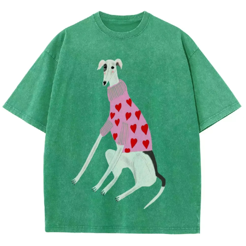 Funny Dachshund dog Printing Washed T-Shirts Women Cotton Oversize Streetwear O-Neck Comfortable Distressed Tops Summer Clothes