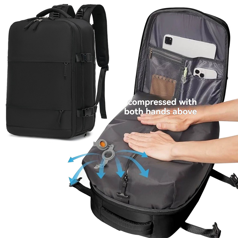 Tas Ransel Perjalanan dengan Pompa Udara Terintegrasi dan Sistem Vakum, Tas Ransel Perjalanan yang Dapat Diperluas, Dilengkapi Sistem Vakum