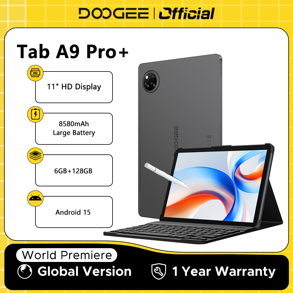 【Brand+】Doogee Tab A9 Pro+ Планшетный ПК 11-дюймовый Android 15 30 ГБ оперативной памяти (6 + 24) 128 ГБ Rom 8580 мАч Аккумулятор Widevine L1 Поддержка