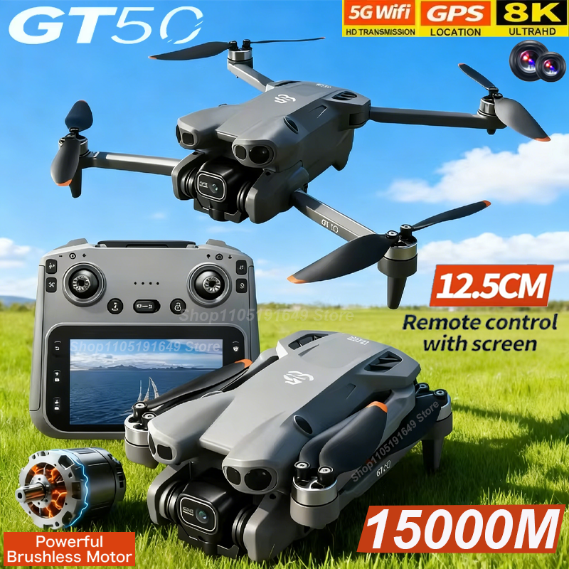 โดรน NEW Original GT50 8K WIFI GPS ระดับมืออาชีพ ถ่ายภาพทางอากาศความคมชัดสูง พร้อมรีโมทคอนโทรล กล้องคู่ HD ควอดคอปเตอร์ ของเล่น UAV