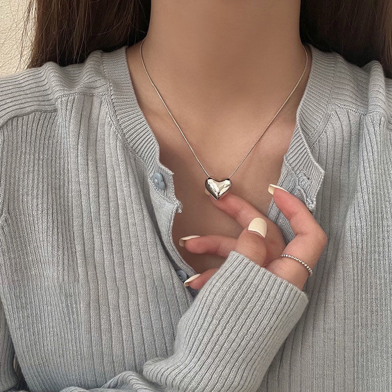 Collar con colgante de corazón de amor Vintage para mujer, Gargantilla de cadena de Metal de Color dorado estético, joyería de fiesta, regalos de cumpleaños