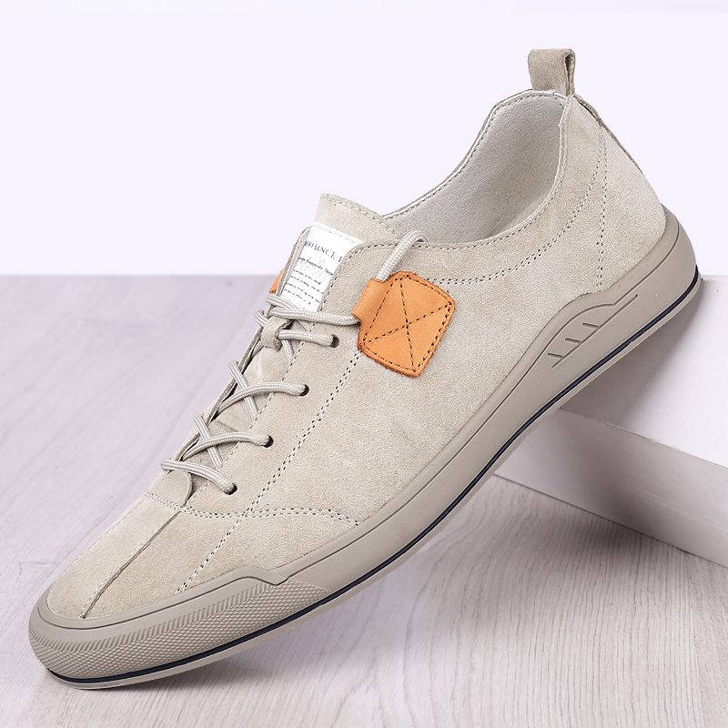 High Quality Men Casual Shoes Suede Leather Mens Sneakers Handmade Breathable Mens Training Luxury Brand Grey Skate Shoes Man