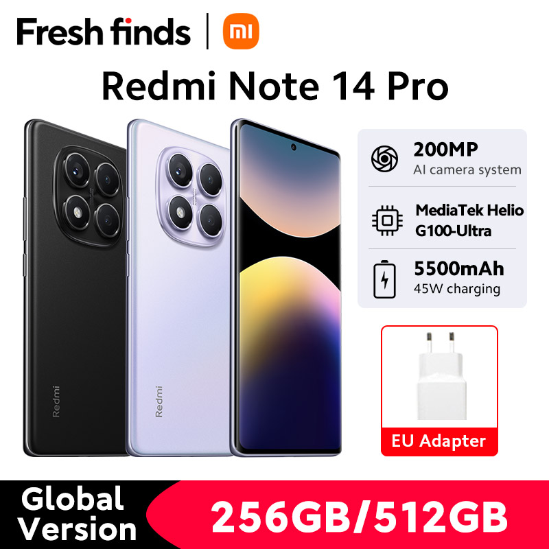 Estreno mundial Versión global Xiaomi Redmi Note 14 Pro 4G Smartphone 200MP Cámara AI MediaTek Helio G100-Ultra 6.67" 5500mAh