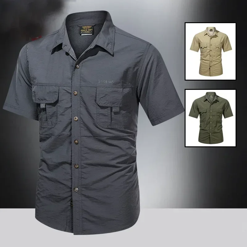 Verão caminhadas caça camisetas de manga curta combate tático camisa de secagem rápida acampamento camisas de pesca masculino caça escalada outfit