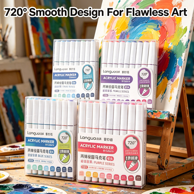 Languo Colors Acrylfarben-Kunstmarker-Set Schwarz/Weiß/Gold/Silber DIY Graffiti-Zeichenstifte zum Schreiben und Malen Schreibwaren