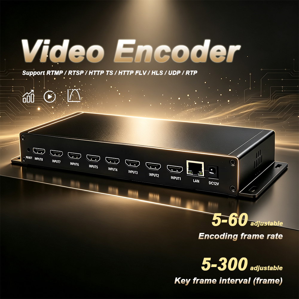 Encodeur HD 8 canaux H265 HEVC H264, encodeur réseau IPTV CATV, streaming multimédia, diffusion web, encodeur vidéo HDMI vers IP en direct