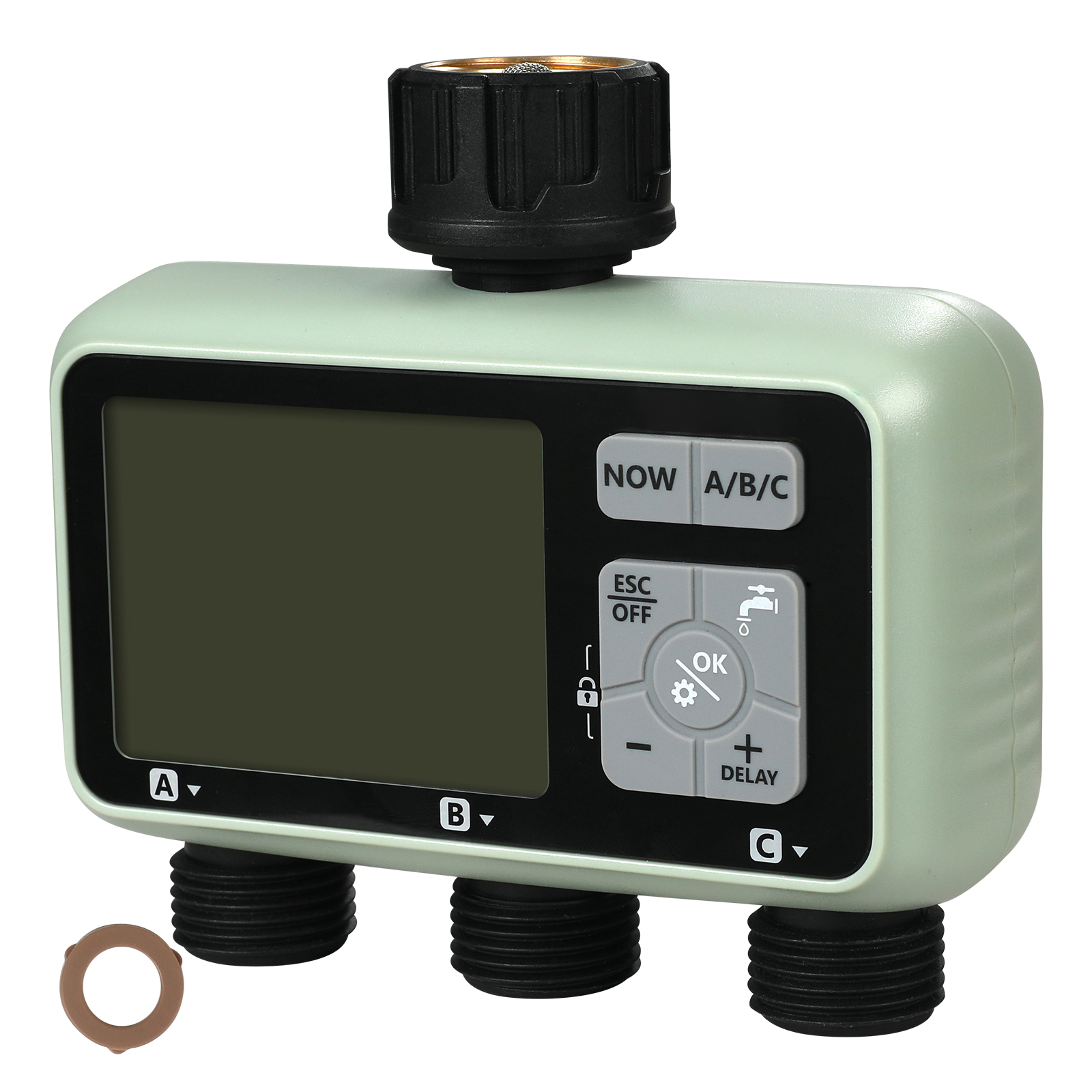 SucceBuy Timer per l'acqua Tubo flessibile a 3 uscite 3 Zone di irrigazione indipendenti Display LCD Modalità di ritardo pioggia Modalità manuale Temporizzatore per irrigazione