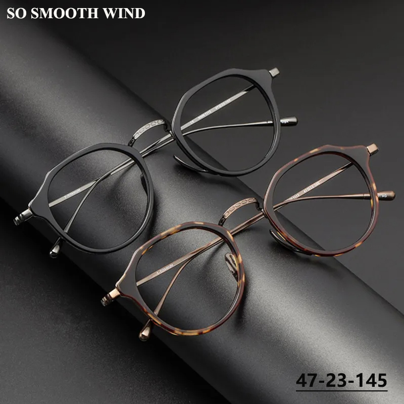 Lunettes Design japonais hommes lunettes en titane pur cadre rétro rond GAFAS femme lunettes en acétate montures de lunettes KMN1113
