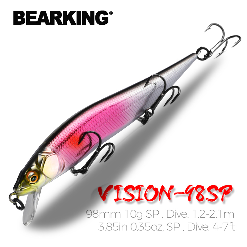 BEARKING 9.8cm 10g SP dive 2.1m professional Minnow Wobbler fishing lures quality jerkbaits Artificial Bait Predator tackles