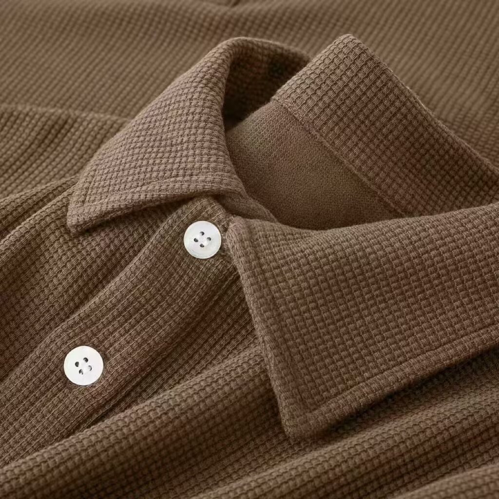 Camisa Polo Masculina Nova 2026 com Toque Sofisticado, Estilo Waffle, Manga Curta, Gola de Verão, T-Shirt Texturizada Plus Size para Homens