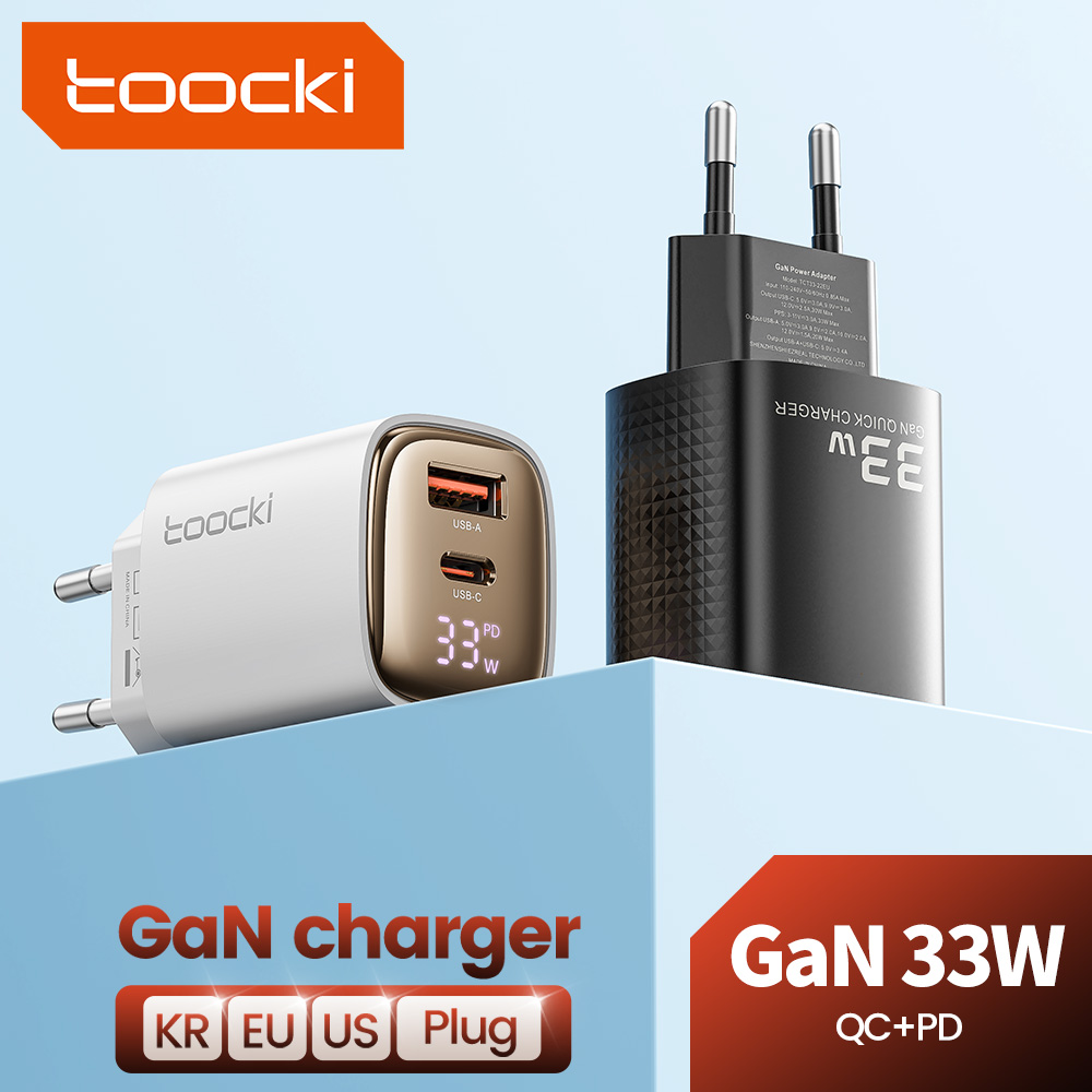 Toocki-Chargeur GaN USB C à affichage numérique, charge rapide, chargeur de type C pour iPhone 15, 14, 13, 12, Samsung Galaxy S23, S22, Xiaomi, 33W