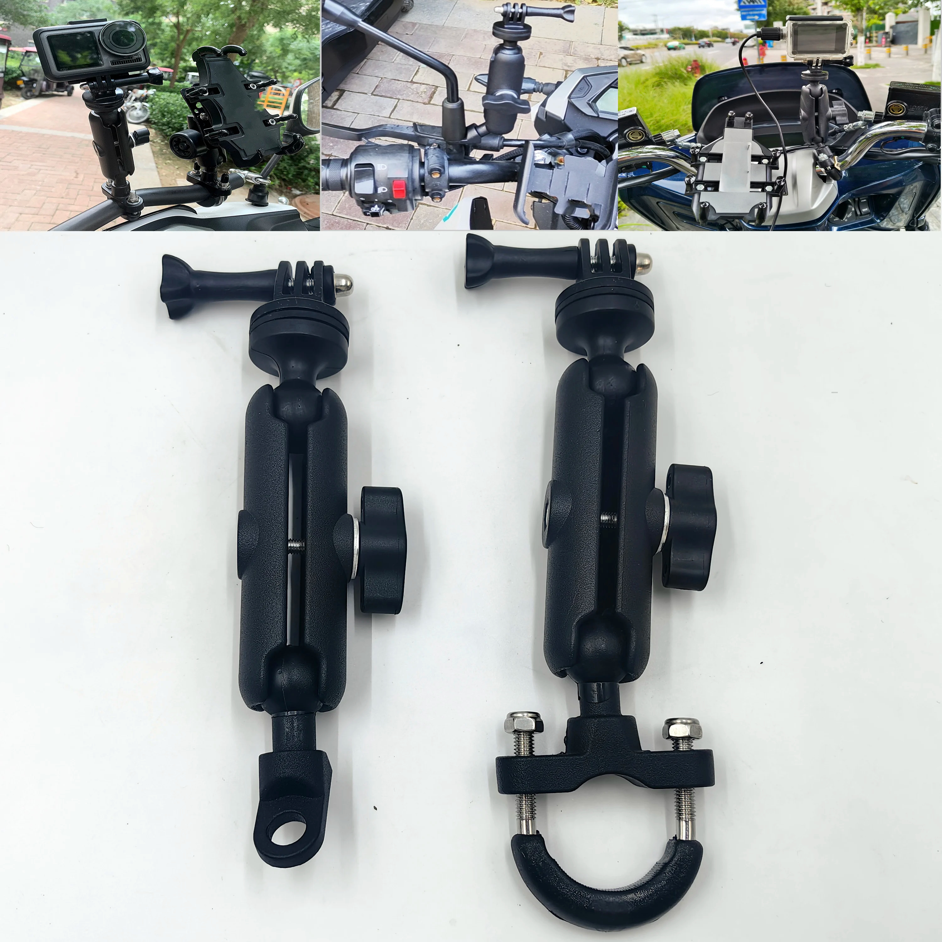 GoPro 12 11 10 9 8、Insta360 X3 X4、DJIアクションカメラ対応 バイク/自転車用ハンドルバー/ミラーマウントブラケット アクセサリー