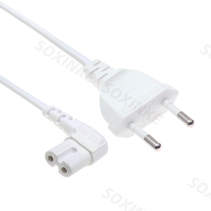 Câble d'extension d'alimentation ca pour Samsung Philips Sony TV LED EU Euporean prise à 2 broches vers adaptateur d'angle IEC320 C7 Figure 8