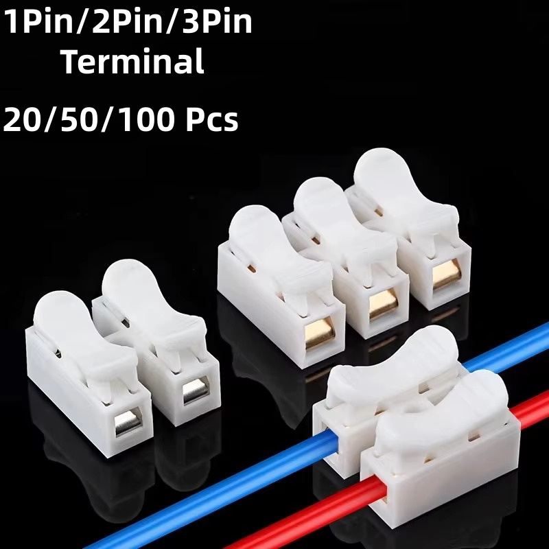ขั้วต่อสายไฟแบบรวดเร็ว 1P 2P 3P ไม่ต้องบัดกรี ขั้วต่อสายแบบสปริง ขั้วต่อแบบไม่ใช้สกรู สำหรับอุปกรณ์อิเล็กทรอนิกส์