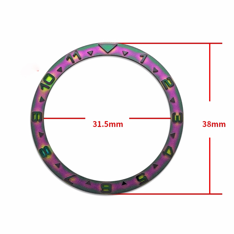 38mmx31.5mm Flat Metal Watch Bezel Insert Ring Fits SKX007 SKX009 SRPD Watch Case NH36 NH35 Movement Men Watch Ring Parts