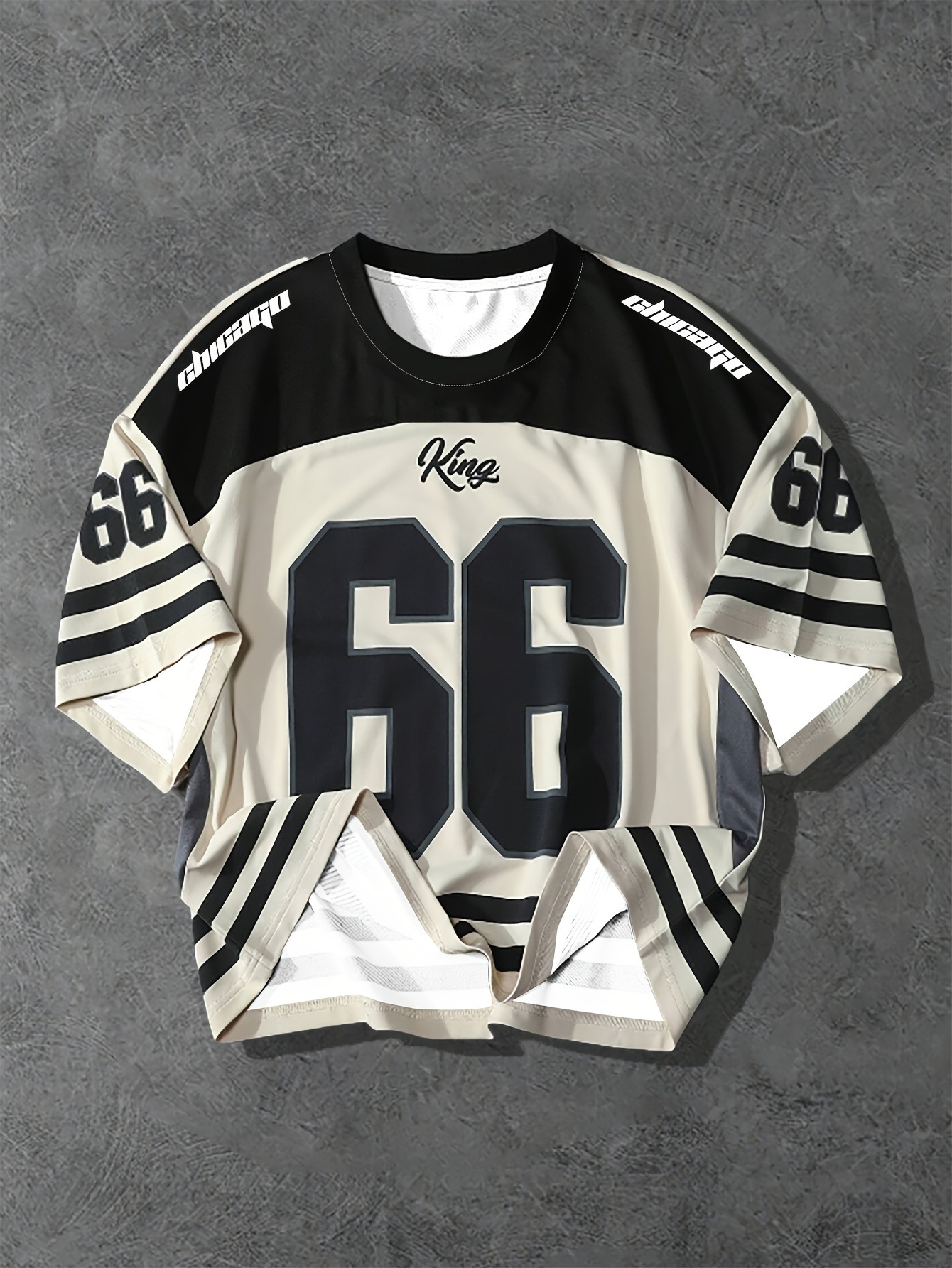 Camiseta informal con cuello redondo para hombre, jersey de poliéster con estampado del alfabeto de Chicago para verano, ropa de calle diaria al aire libre