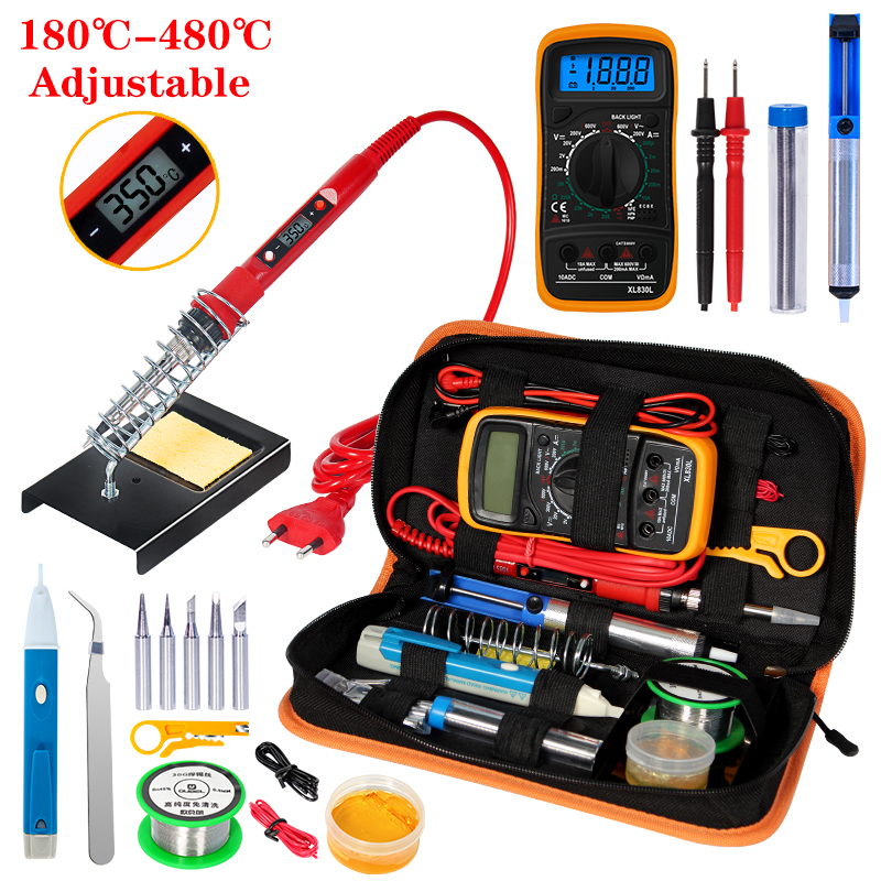 Zestaw lutownicy elektrycznej do temperatury 110 V 220 V 80 W LCD narzędzia do lutowania spawania z multimetrem XL830L zestaw narzędzi spawalniczych
