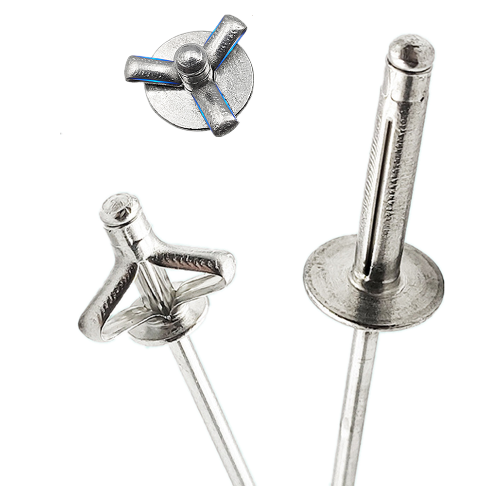 50 Uds. Remache ciego plegable Pop plateado remache de aleación de aluminio 3,2mm 4,0mm 4,8mm perno vástago de acero mandril remaches de escape sujetadores
