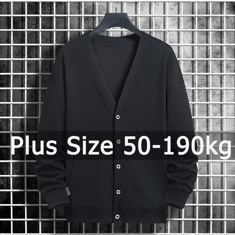 プラスサイズのセーターカーディガン男性ニットトップス 9XL 8XL 50-190 キロ秋冬無地長袖セータービッグサイズの服
