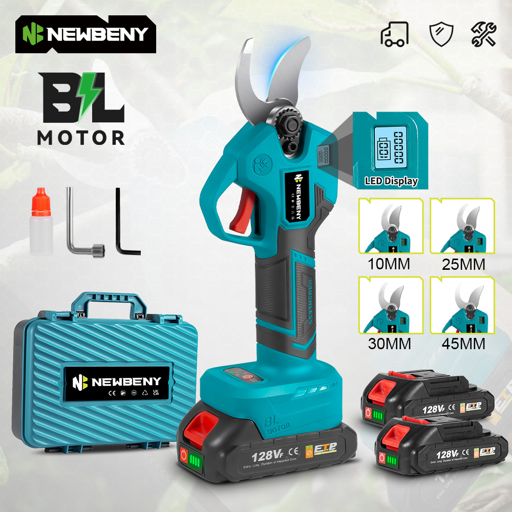 NEWBENY 10-45 MM Bürstenlose Elektrische Gartenschere Akku-schneiden Schere Baum Zweig Pruner Power Tool Für Makita Batterie pin