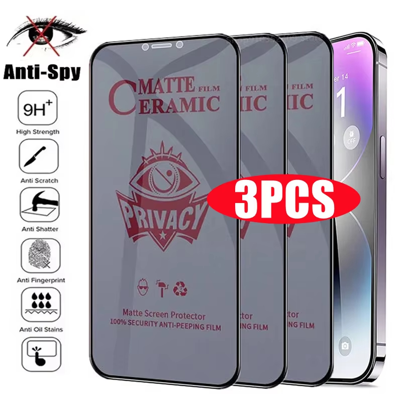 1-3 Pezzi Pellicola Protettiva Opaca in Ceramica per iPhone 16 Pro Max, iPhone 14, 15, 13, 12, 11, 17, 18 Pro Max, Pro Plus, 6, 7, 8 Plus, SE - Protezione Privacy