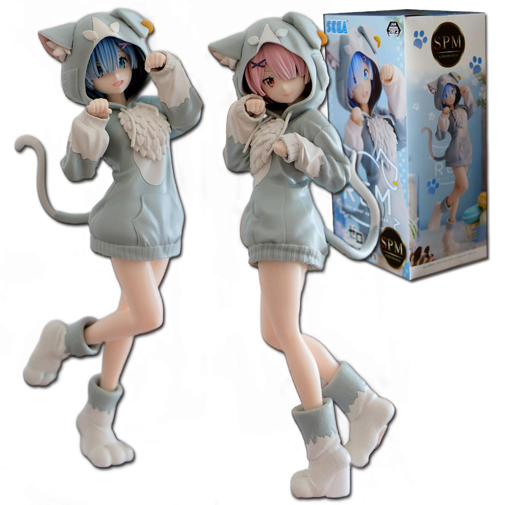 18CM Anime Rem Emilia Cat RE: Zero Starting Life In Another World Figurka Różna wersja kolorystyczna Statyczne zabawki Japońskie lalki