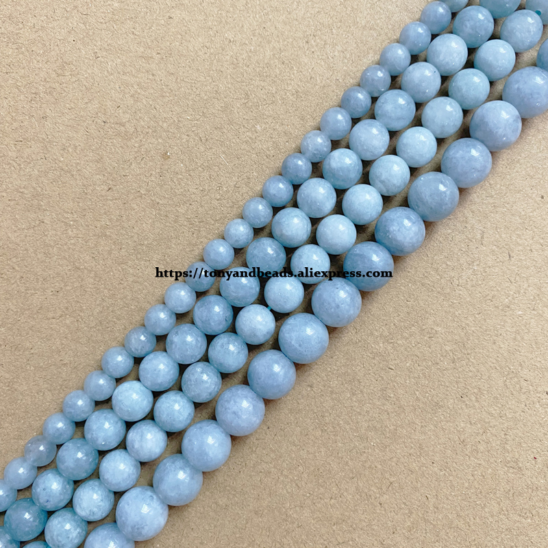 12 colori naturali di qualità A, pietre di giada blu acquamarina, perline rotonde sfuse da 6, 8, 10 mm, scegli la dimensione per la creazione di gioielli fai da te
