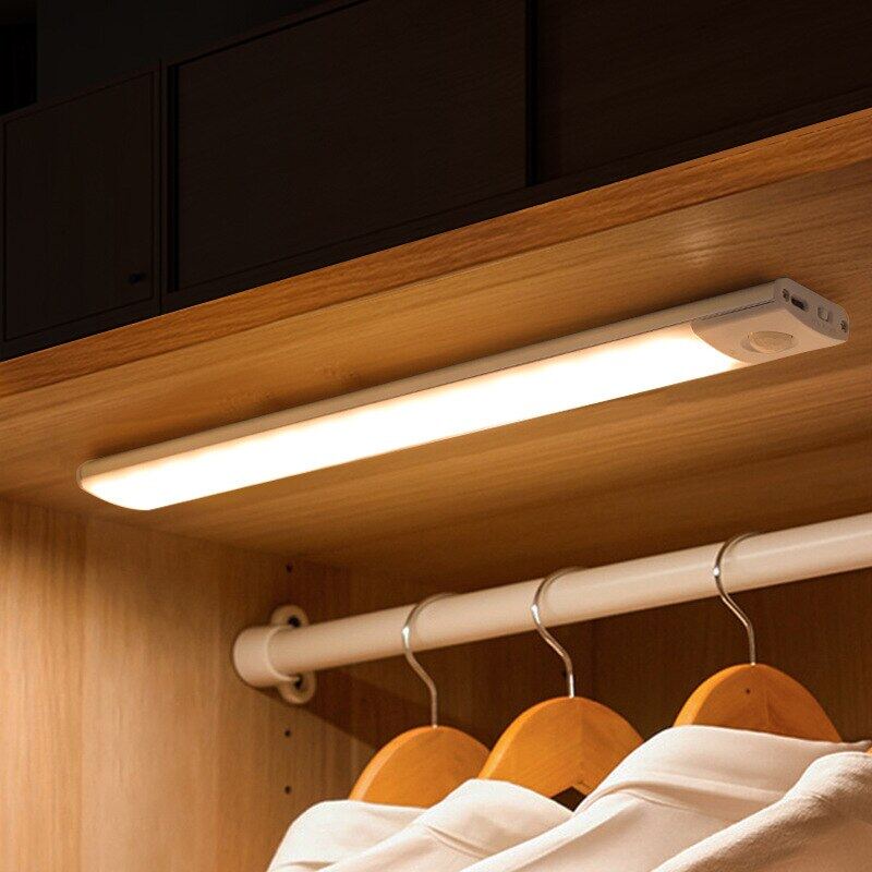 Barra de luz LED con Sensor de movimiento, luz nocturna Led recargable por USB para cocina, armario, iluminación de armario, 30cm/40cm/50cm