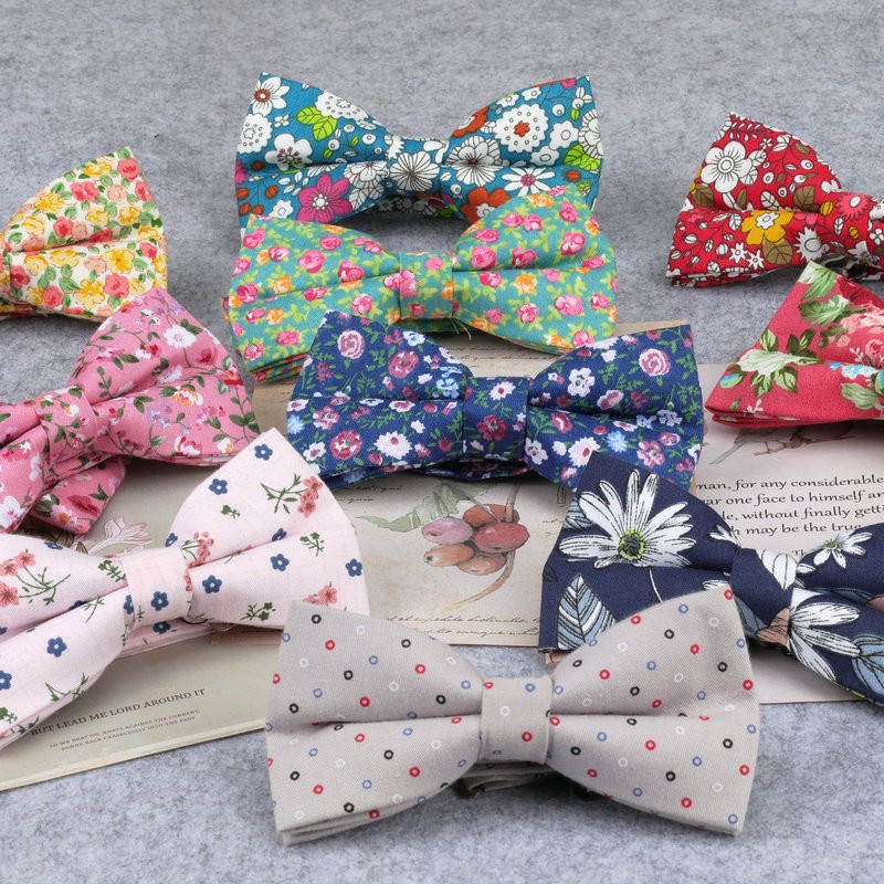 Gloednieuwe Mannen Mode Retro Bloemenprint Boog Stropdassen Voor Man Casual School Jongens Katten Patroon Hals Dragen Bowtie Accessoires vlinder