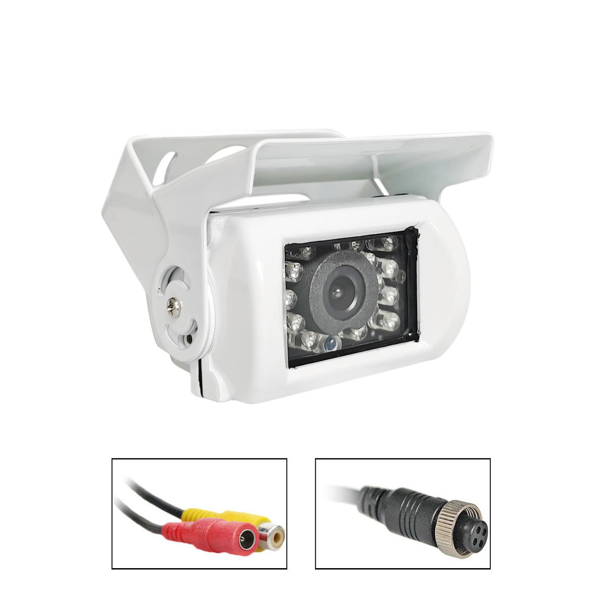 DIYKIT CVBS Signal 4PIN RCA HD CCD IR Night Vision Car Rear View Reversing Parking Camera for Truck Van Bus Lorry White